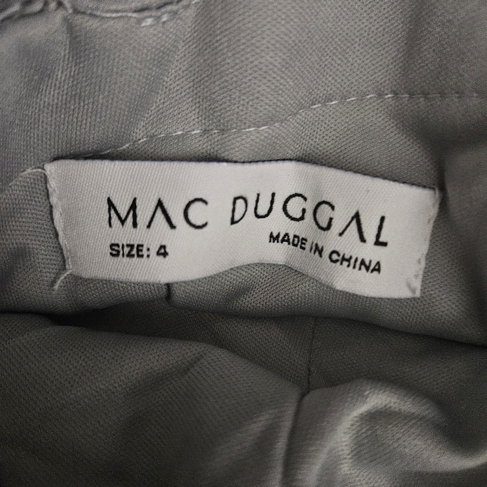 NWT Mac Duggal Silver High Neck Above Elbow Sleeve Embellished A Line Dress SZ 4 - Picture 10 of 11
